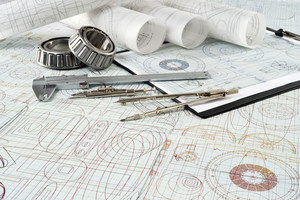 roller bearing, vernier callipers , compasses, clipboard